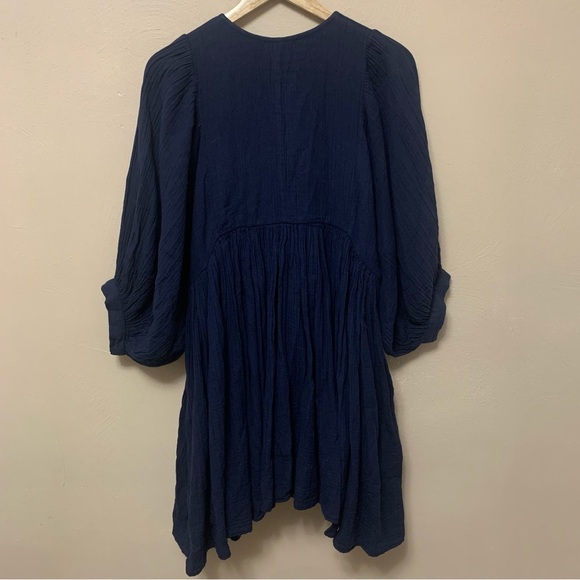 ANTHROPOLOGIE Sundry Boho Tunic Dress Navy Blue Size Medium New NWT - Picture 9 of 16